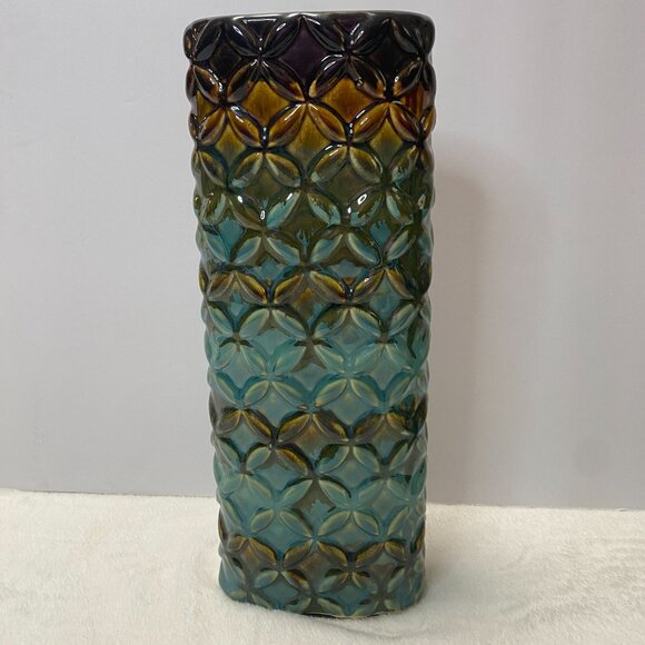 Kirkland's Tall Ceramic Decorative Vases Set Of 2 - Teal & Brown Gradient - Picture 6 of 10